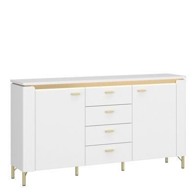 Furniture To Go Lazio Sideboard 2 Door 4 Drawer In Alpine White/white Gloss - image 1