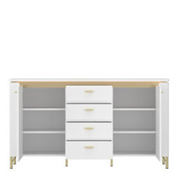 Furniture To Go Lazio Sideboard 2 Door 4 Drawer In Alpine White/white Gloss - thumbnail 2