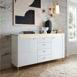 Furniture To Go Lazio Sideboard 2 Door 4 Drawer In Alpine White/white Gloss - thumbnail 4