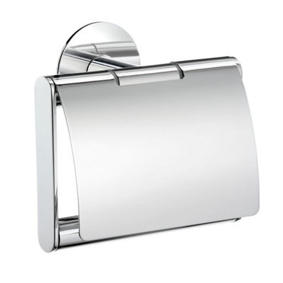Smedbo Toilet Roll Holder With Lid Cover - Self Adhesive Wall Mount - image 1