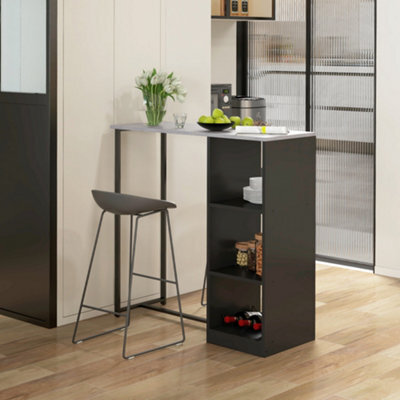 Homcom Breakfast Bar Table With 3-Tier Storage Shelf And Wine Rack, Black - image 1