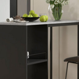 Homcom Breakfast Bar Table With 3-Tier Storage Shelf And Wine Rack, Black - thumbnail 8