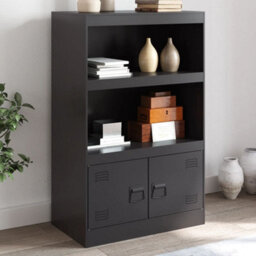 Berkfield Sideboard Black 67X39X107 Cm Steel - thumbnail 1