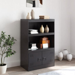Berkfield Sideboard Black 67X39X107 Cm Steel - thumbnail 3