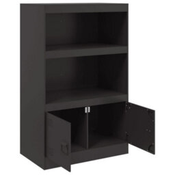 Berkfield Sideboard Black 67X39X107 Cm Steel - thumbnail 7