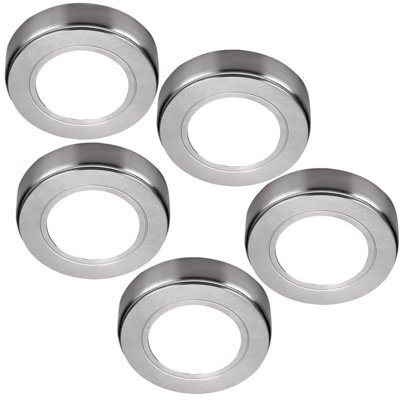 5-Pack Chrome Round Led Under Cabinet Lights - 240V Mains Powered Natural White - image 1