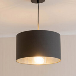 Valuelights Reni Charcoal & Silver Inner Drum Ceiling Lamp Shade And Bulb (D)35Cm - thumbnail 1