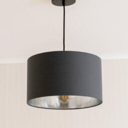 Valuelights Reni Charcoal & Silver Inner Drum Ceiling Lamp Shade And Bulb (D)35Cm - thumbnail 2