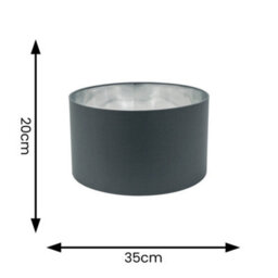 Valuelights Reni Charcoal & Silver Inner Drum Ceiling Lamp Shade And Bulb (D)35Cm - thumbnail 5
