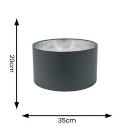 Valuelights Reni Charcoal & Silver Inner Drum Ceiling Lamp Shade And Bulb (D)35Cm - thumbnail 8