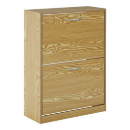 Orsina Rustic 2 Tier Shoe Cabinet, Durable Shoe Drawer Organizer For Bedroom, Space Saving Shoe Storage For Store - thumbnail 2