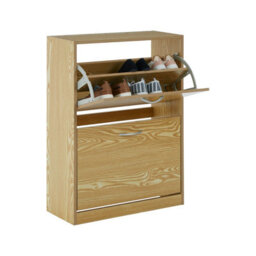 Orsina Rustic 2 Tier Shoe Cabinet, Durable Shoe Drawer Organizer For Bedroom, Space Saving Shoe Storage For Store - thumbnail 4