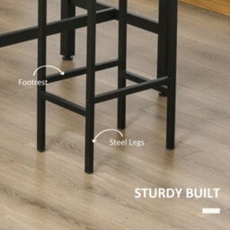 Homcom 3-Piece Industrial Bar Table Set, Table And 2 Chairs Rustic Brown - thumbnail 7