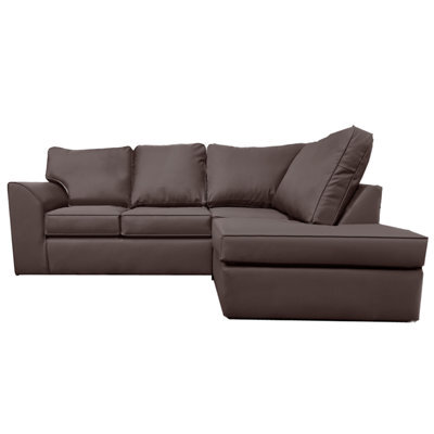 Furnishings For Less UK Danbury Leather 3 To 4 Seater L Shaped Corner Sofa Brown Right Hand Facing