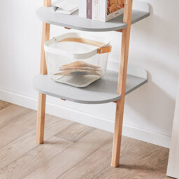 Sobuy Hstr02-K-Hg, 4 Tiers Bookcase Bookshelf Storae Display Shelf Ladder Shelf Wall Shelf, Grey And Natural,w44Xd38.2Xh169.3 - thumbnail 5