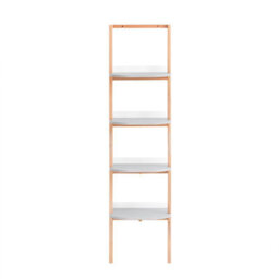 Sobuy Hstr02-K-Hg, 4 Tiers Bookcase Bookshelf Storae Display Shelf Ladder Shelf Wall Shelf, Grey And Natural,w44Xd38.2Xh169.3 - thumbnail 1