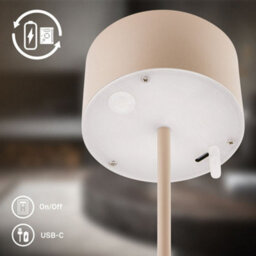 Briloner Led Table Lamp Rechargeable Light Cordless Dimmable Touch Ip44 Warm White Beige - thumbnail 5