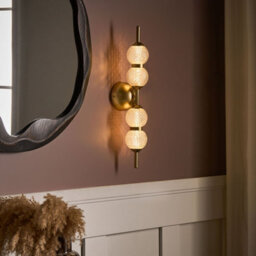Beliani Led Wall Lamp Gold Glass Shade With Metal Base, Warm White Ambient Lighting, 10 X 10 X 60 Cm - thumbnail 1