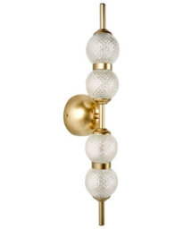 Beliani Led Wall Lamp Gold Glass Shade With Metal Base, Warm White Ambient Lighting, 10 X 10 X 60 Cm - thumbnail 3
