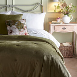 Appletree Austell Olive Green Super Soft Velvet Bedspread - thumbnail 2