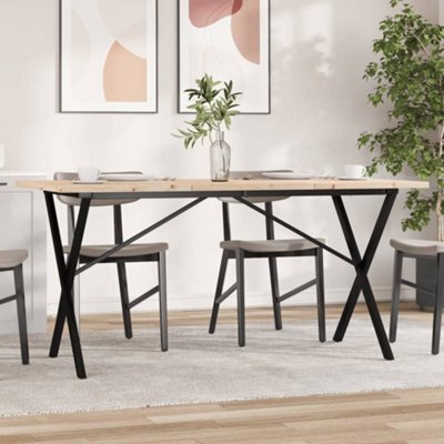 Berkfield Dining Table X-Frame 160X80X75.5 Cm Solid Wood Pine And Steel - image 1