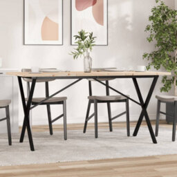 Berkfield Dining Table X-Frame 160X80X75.5 Cm Solid Wood Pine And Steel - thumbnail 1