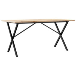 Berkfield Dining Table X-Frame 160X80X75.5 Cm Solid Wood Pine And Steel - thumbnail 2