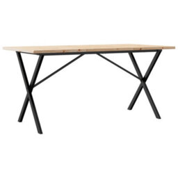 Berkfield Dining Table X-Frame 160X80X75.5 Cm Solid Wood Pine And Steel - thumbnail 6