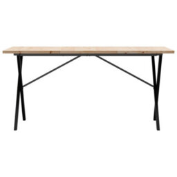 Berkfield Dining Table X-Frame 160X80X75.5 Cm Solid Wood Pine And Steel - thumbnail 4