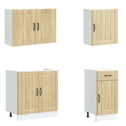 Berkfield 7 Piece Kitchen Cabinet Set Lucca Sonoma Oak Engineered Wood - thumbnail 4
