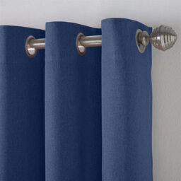 Luxury Living Linen Look Eyelet Ring Top Blackout Curtains Blue - thumbnail 4
