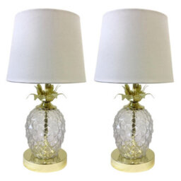 First Choice Lighting Pair Of Gold Pineapple Touch Lamps With White Shades - thumbnail 2