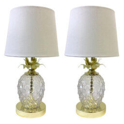 First Choice Lighting Pair Of Gold Pineapple Touch Lamps With White Shades - thumbnail 1
