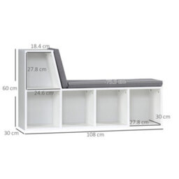 Homcom 2 Tier Bookcase W/ Removable Cushions Storage Cabinet For Living Room - thumbnail 3