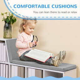 Homcom 2 Tier Bookcase W/ Removable Cushions Storage Cabinet For Living Room - thumbnail 6