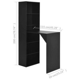 Berkfield Bar Table With Cabinet Black 115X59X200 Cm - thumbnail 6