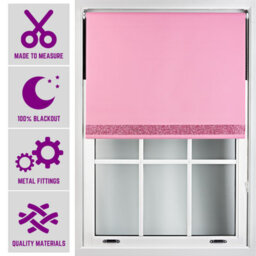 Furnished Blackout Blind With Pink Glitter Accent And Metal Fittings Made To Measure - Pink (W)210Cm X (L)210Cm