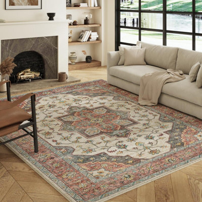 Decoranddecor Living Room Rugs, Washable Area Rugs, 120X170Cm, Non-Slip, Pet Friendly, Low Pile, Modern Rug - Solara - image 1