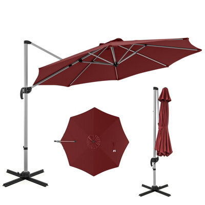 Costway 3M Round Patio Parasol Outdoor Adjustable Cantilever Umbrella W/ 360 Rotation - image 1