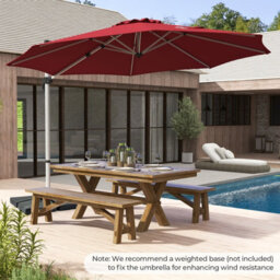 Costway 3M Round Patio Parasol Outdoor Adjustable Cantilever Umbrella W/ 360 Rotation - thumbnail 3