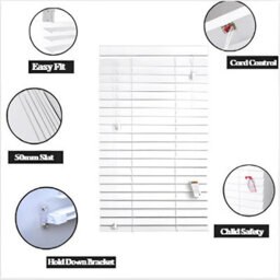 Wood Venetian Blinds 50mm Wide Slat 83Cm W X 150Cm Drop New In Box - thumbnail 3