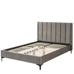 Aspire Olivier Divan, Plush Fabric, Strutted Headboard, No Drawers, Grey, Single - thumbnail 5