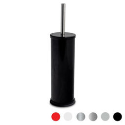 Harbour Housewares Black Toilet Brush And Holder - Round Brush With Non Slip Base Rust Resistant Toilet Cleaning Brush Set - thumbnail 1