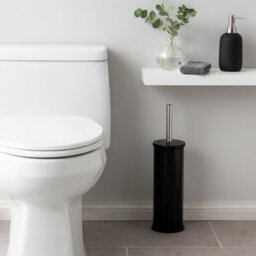 Harbour Housewares Black Toilet Brush And Holder - Round Brush With Non Slip Base Rust Resistant Toilet Cleaning Brush Set - thumbnail 7