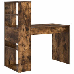 Berkfield Stable Desk With Storage Smoked Oak 113X54X120 Cm Engineered Wood - thumbnail 7