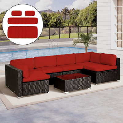 Outsunny Garden Rattan Sofa Set Polyester Cover Replacement No Cushion Red - image 1