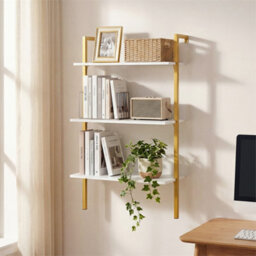 3-Tier Industrial Wall Mounted Shelves Wooden Floating Shelving Unit - thumbnail 6