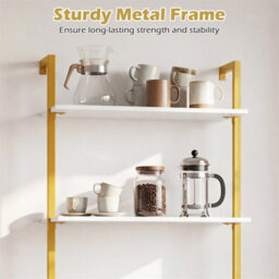 3-Tier Industrial Wall Mounted Shelves Wooden Floating Shelving Unit - thumbnail 4