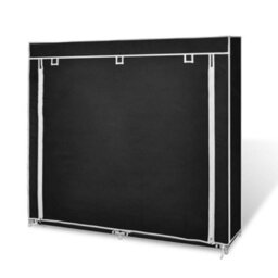 Walplus Fabric Shoe Cabinet With Cover 115 X 28 X 110 Cm Black - thumbnail 4