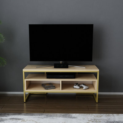 Decorotika Merrion Tv Stand Tv Unit For Tv's Up To 50 Inch Gold And Oak - image 1